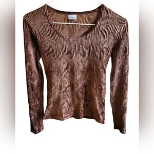 Vintage 90's E.Y.E Essential Yarn Elements Brown Velvet Like Small Top